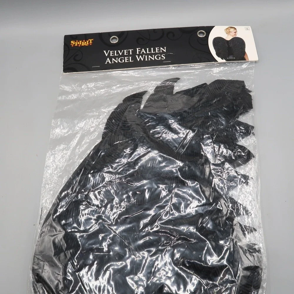Spirit‎ Halloween Black Velvet Angel Wings Costume Cosplay Dress Up Gothic